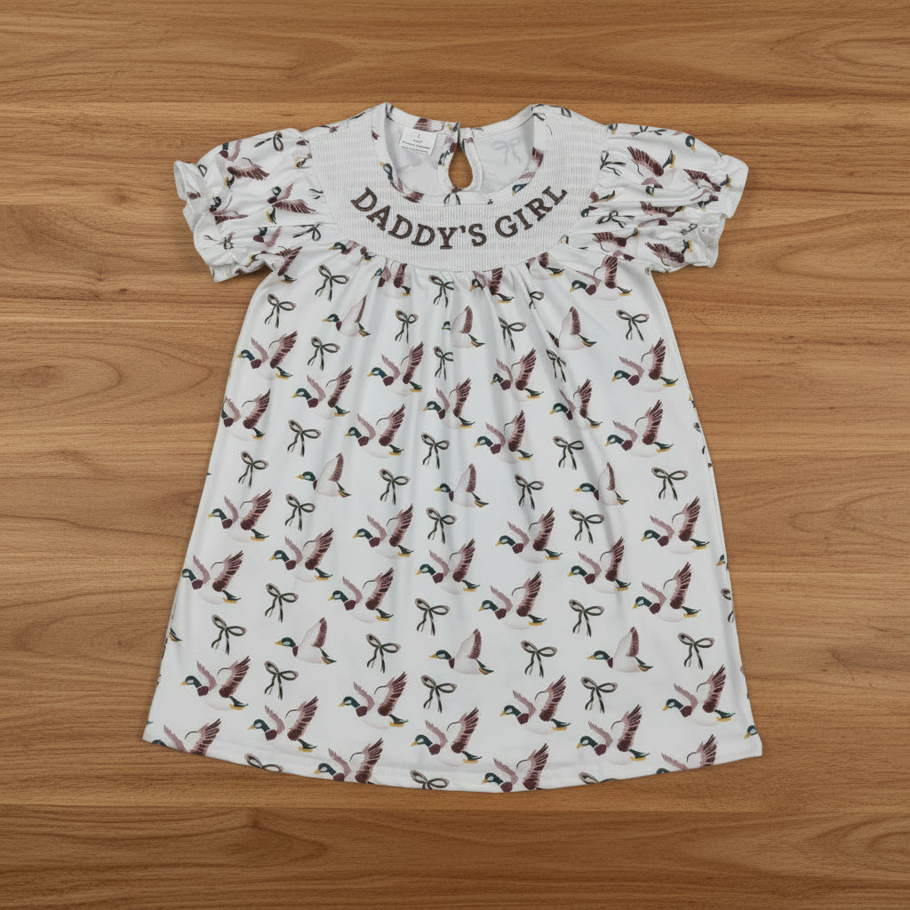 mallard and bow daddy's girl embroidery smock dress