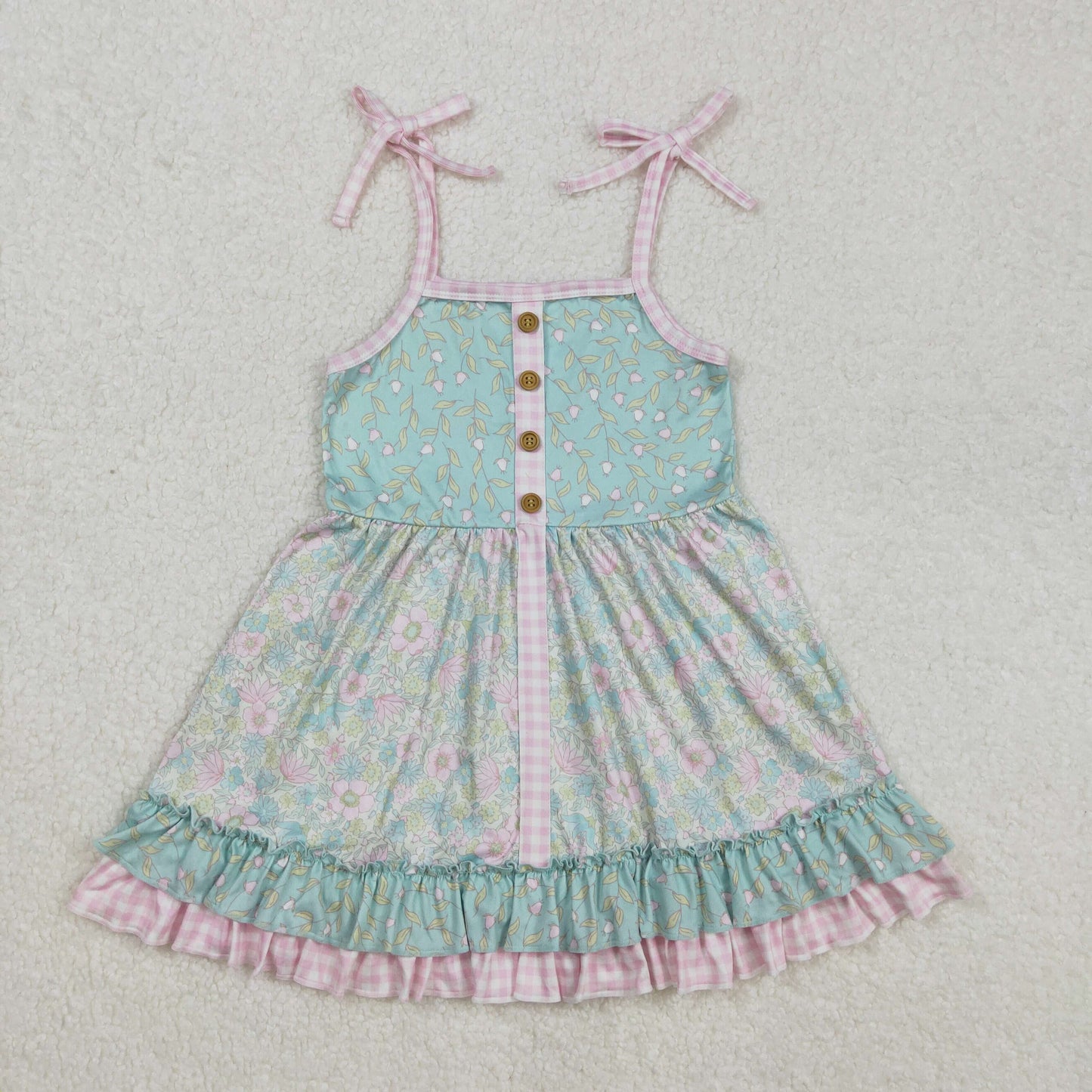 suspender floral ruffle dress kids dresses