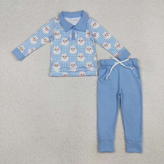 blue santa pullover boy jogger outfit