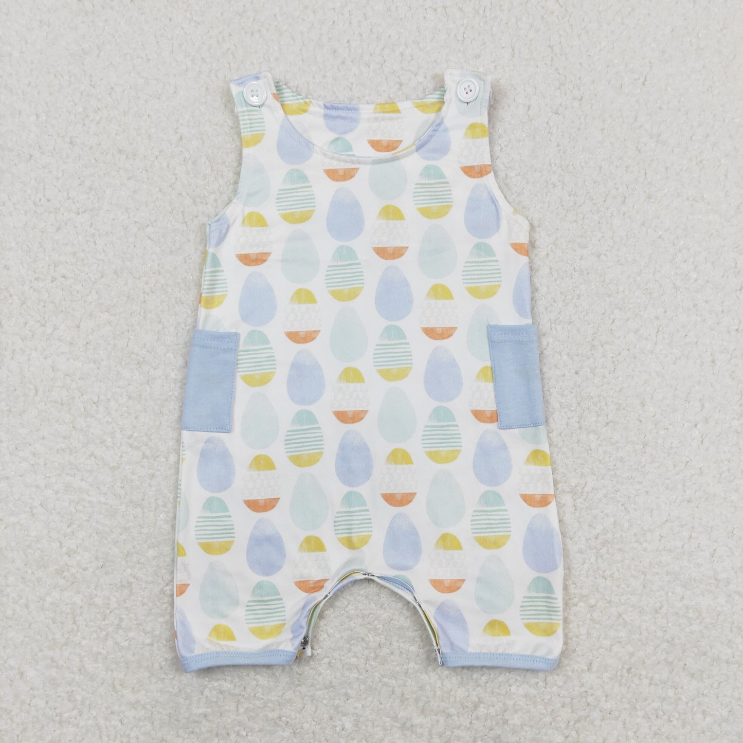 egg print baby boy easter romper tank romper