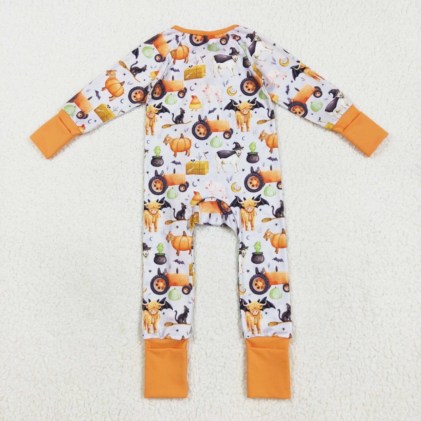 long sleeve Halloween farm animal zip sleeper