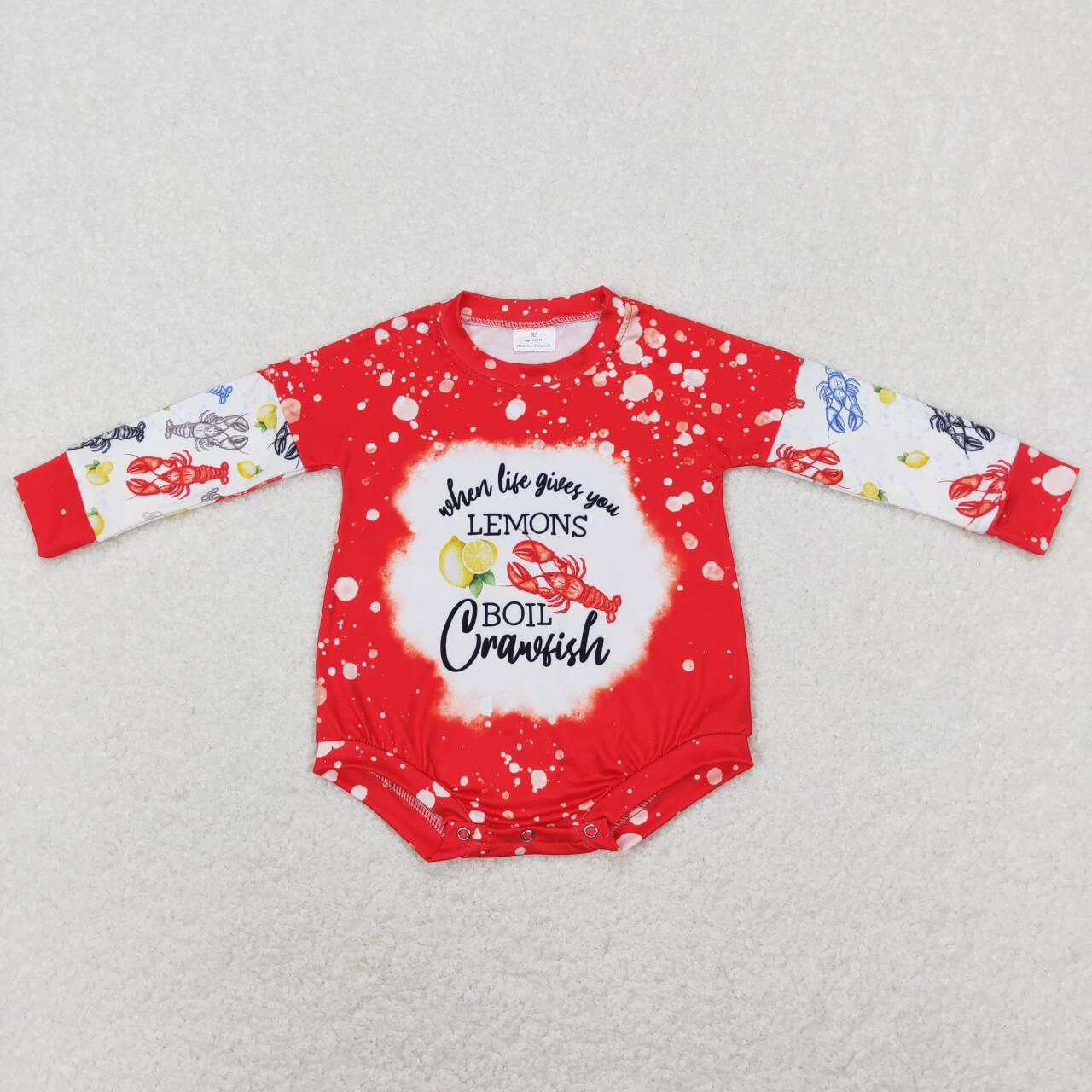 infant long sleeve crawfish boil bodysuit