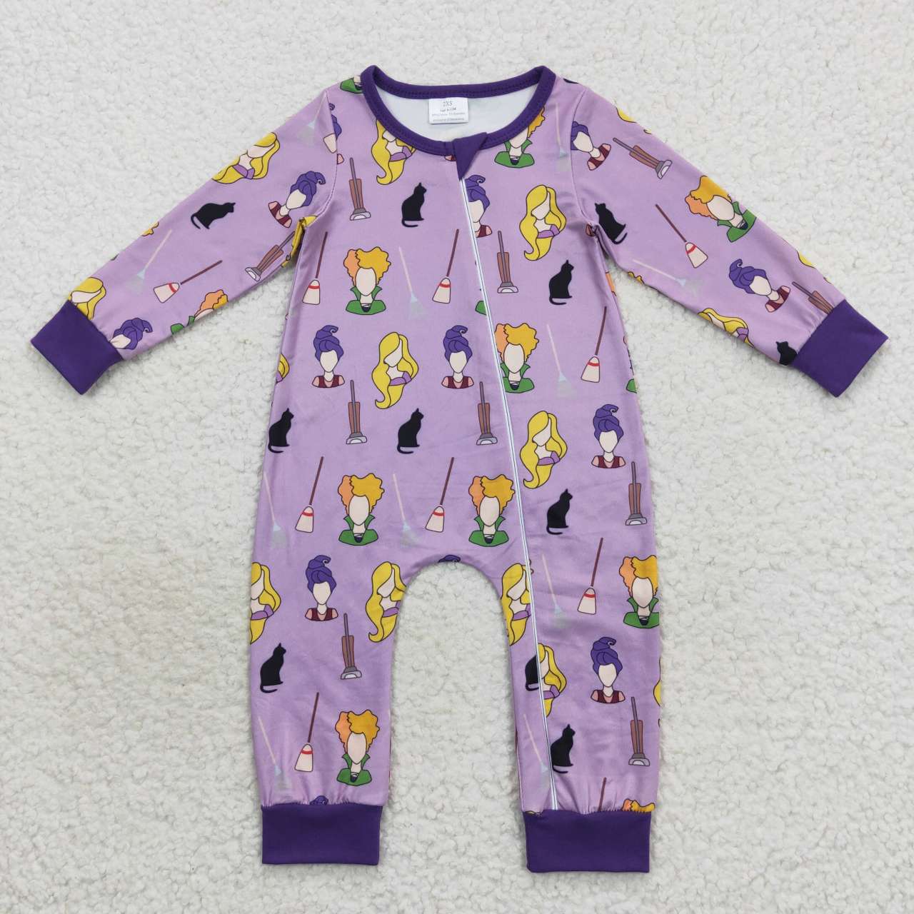 purple hocus pocus baby halloween zip sleeper