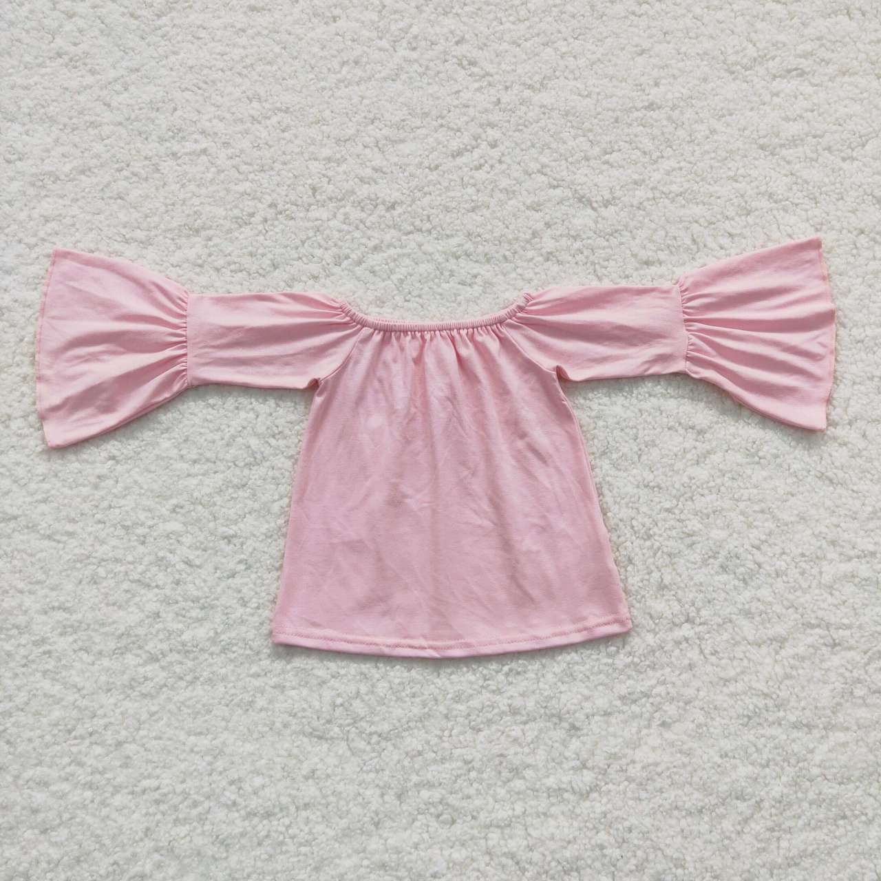 Girl long sleeve cotton solid pink top