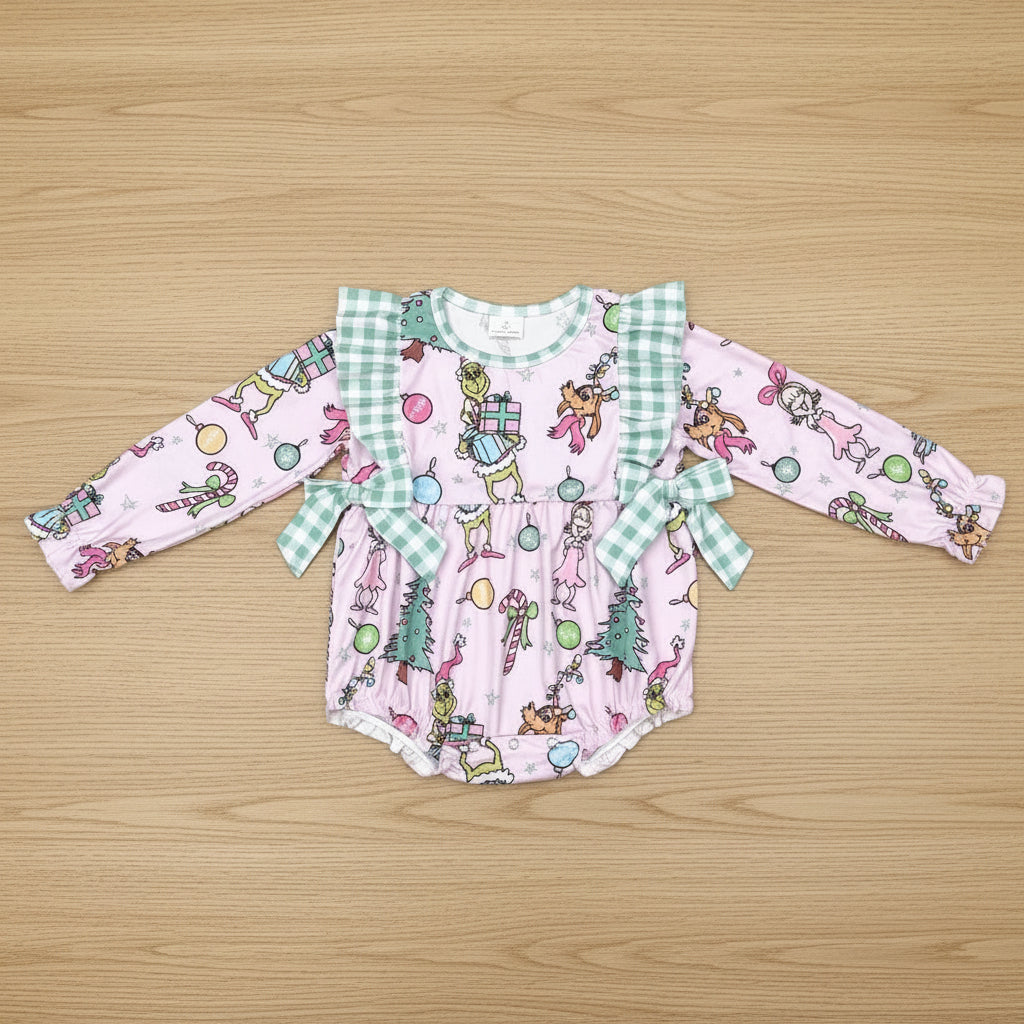 Christmas long sleeve grinchey bubble girl