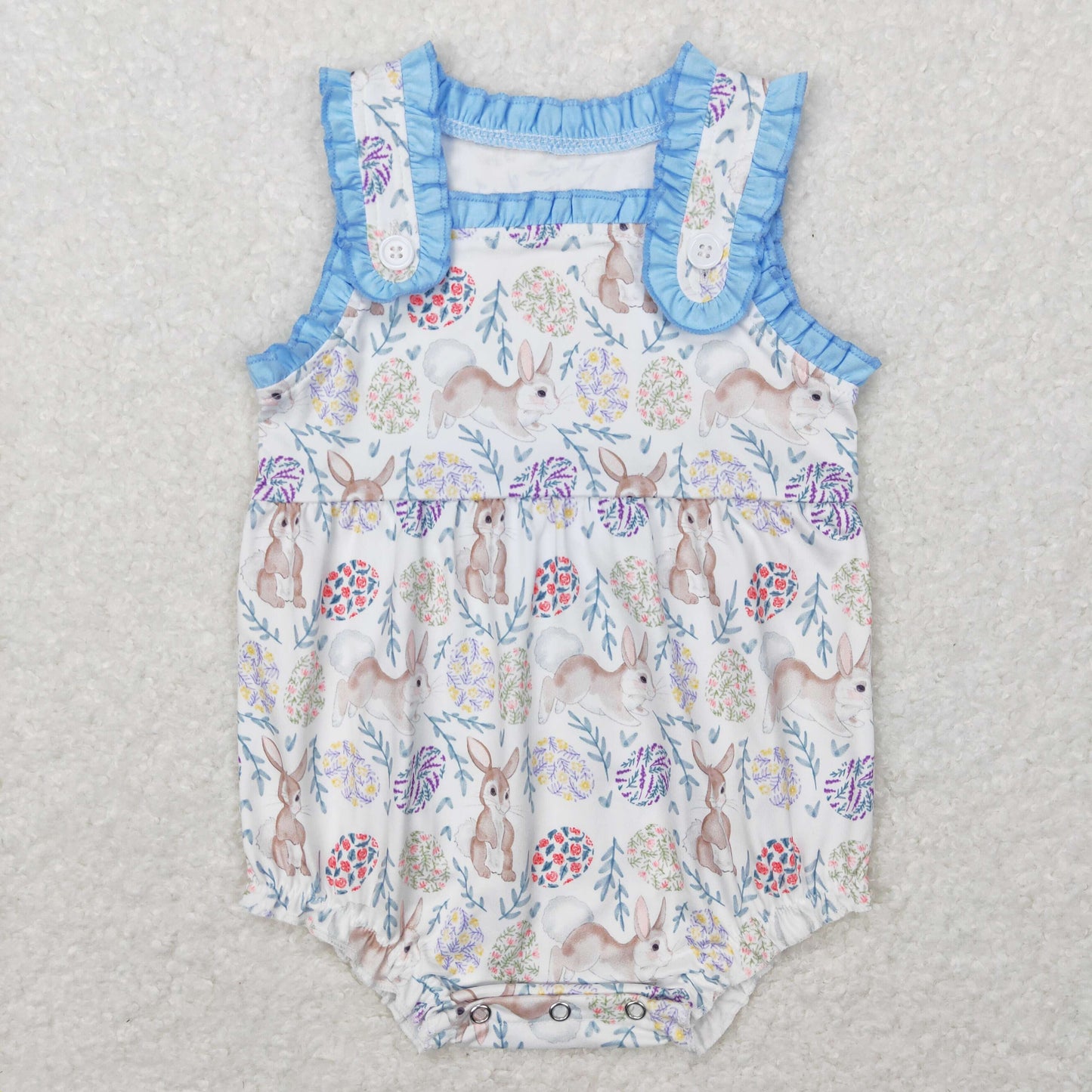 baby girl easter sleeveless floral egg rabbit bubble
