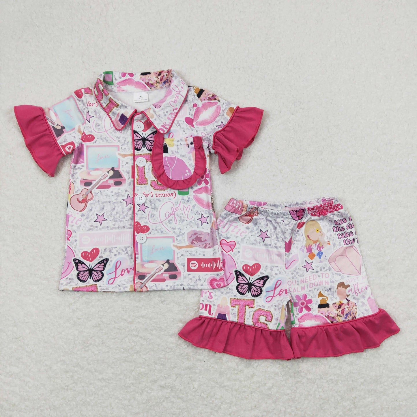 swiftie shorts pajama outfit girl summer sleepwear