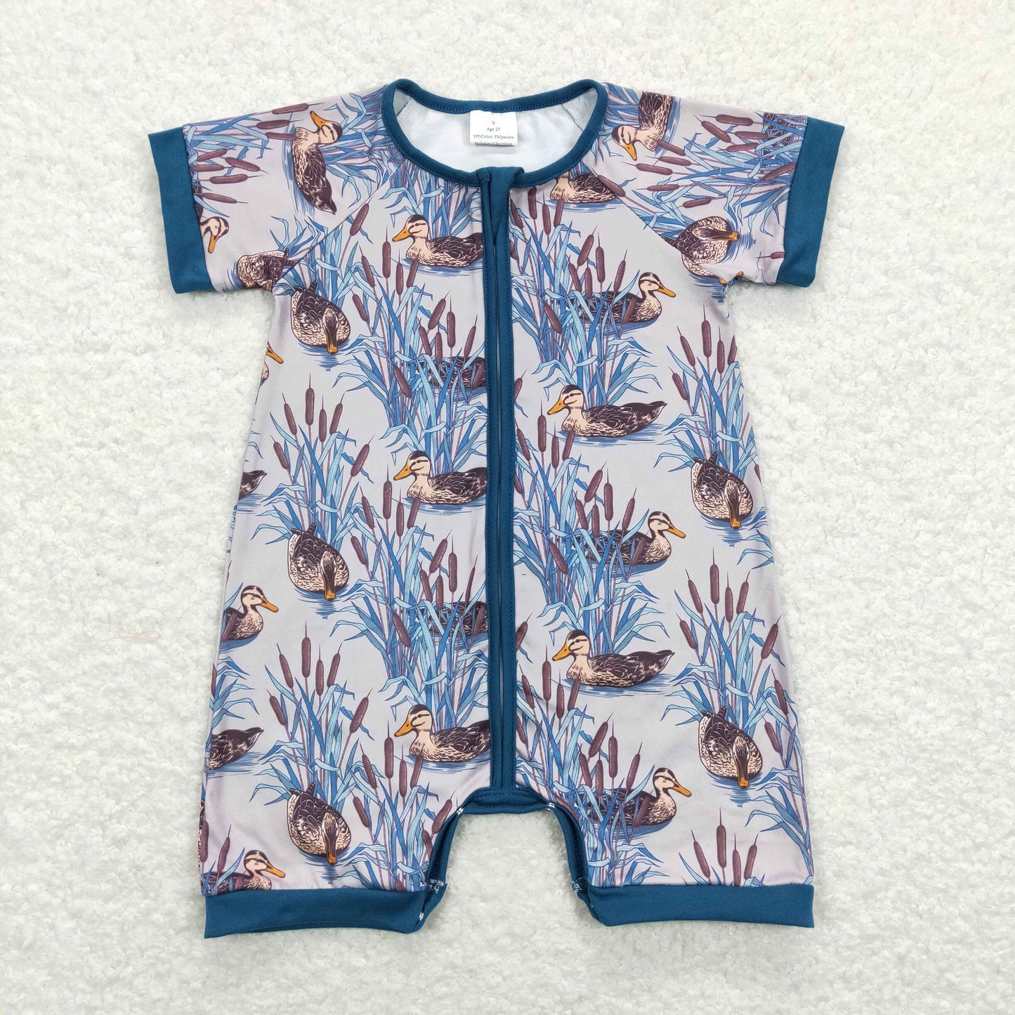 short sleeve duck lake zip romper