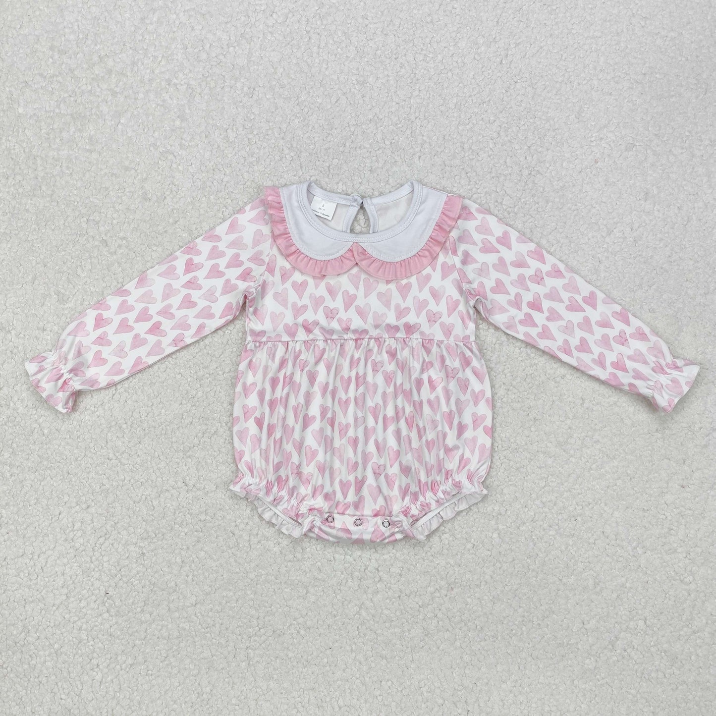 baby girl valentine's day pink heart romper
