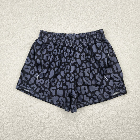 leopard zip athletic shorts