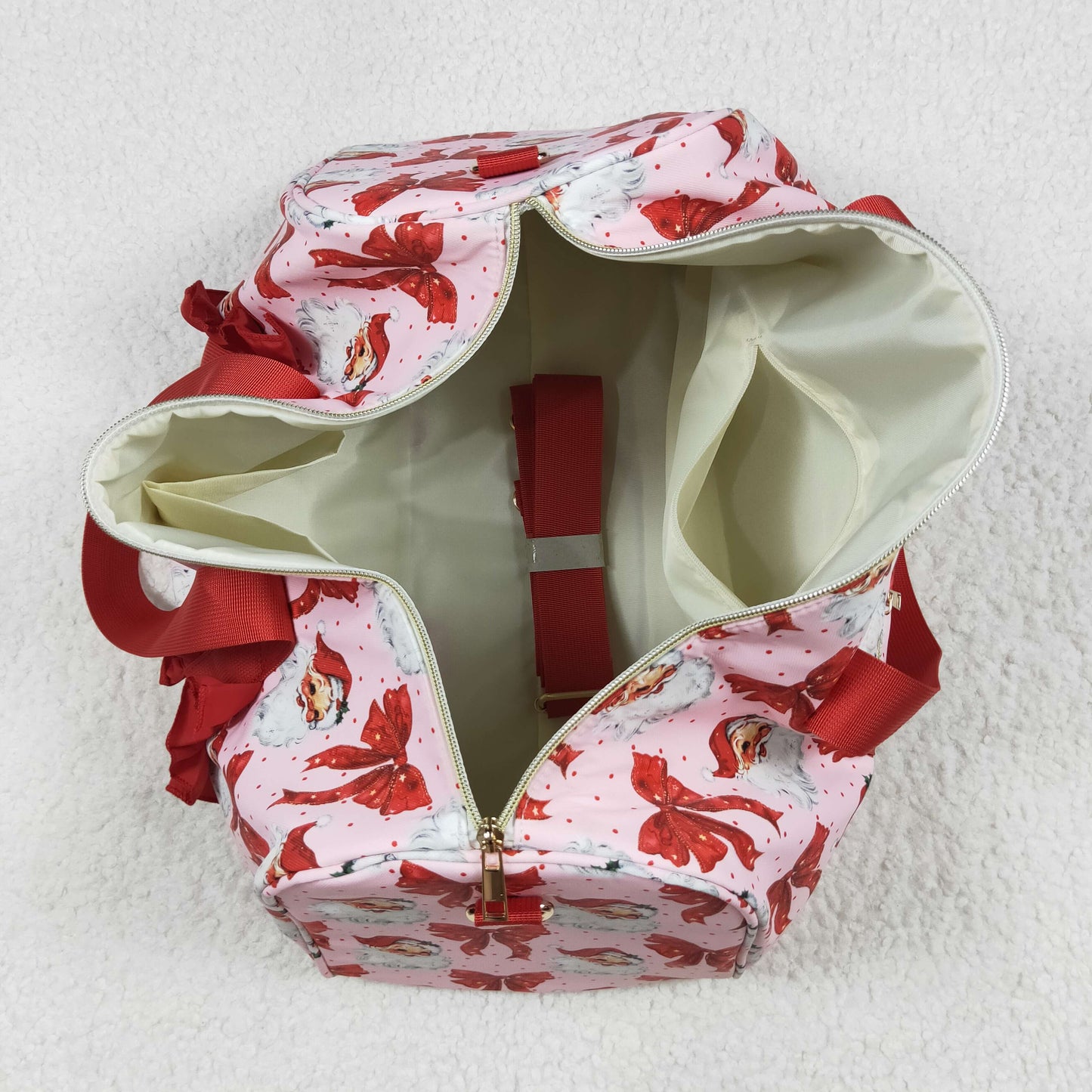 red bow santa duffel & gym bag for Christmas