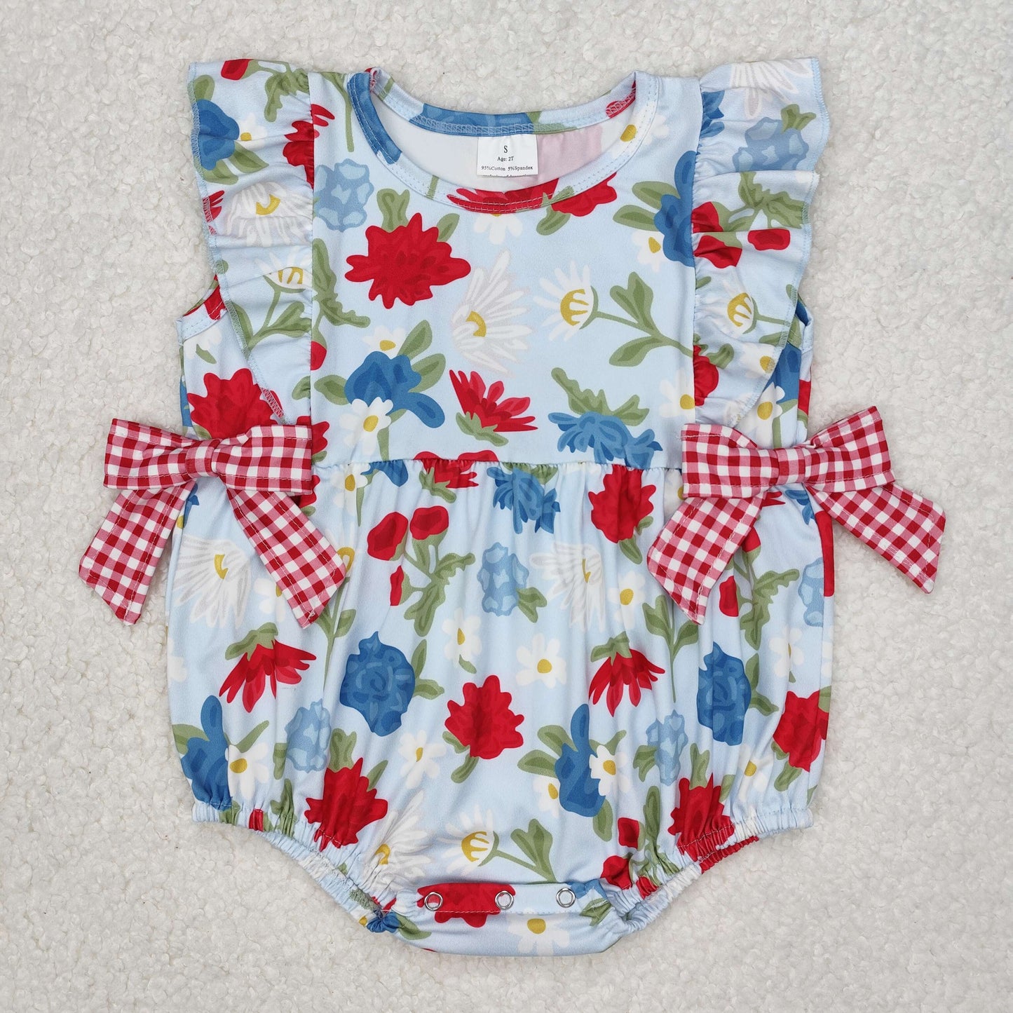 red white blue flower 4th of july baby girl bubble