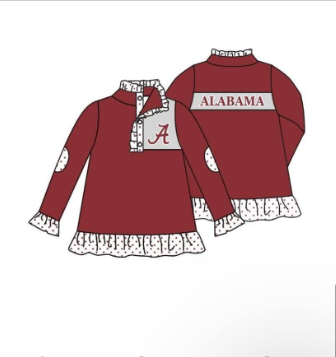 TAT 6-7 weeks MOQ 8 team pullover Alabama girl