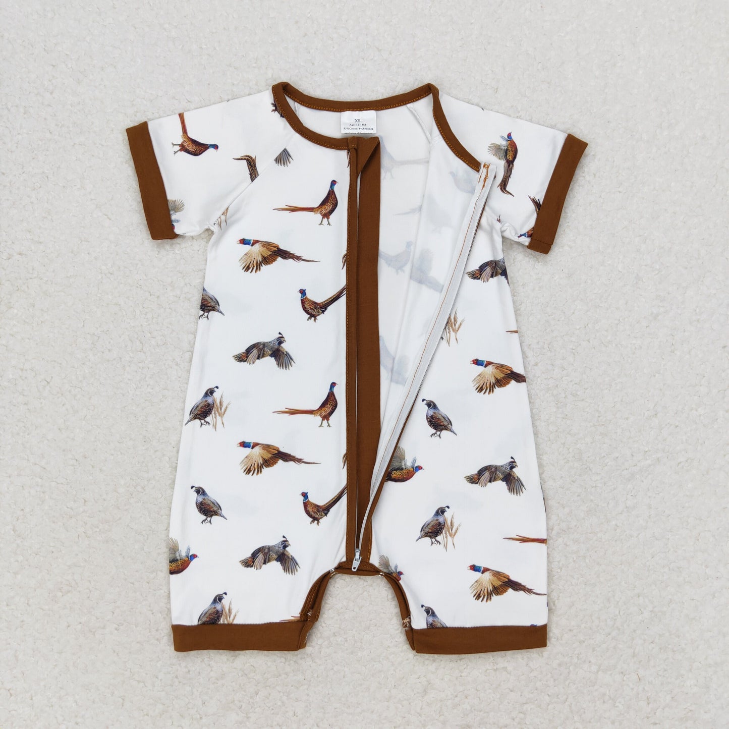 brown pheasant &quail short zip sleeper