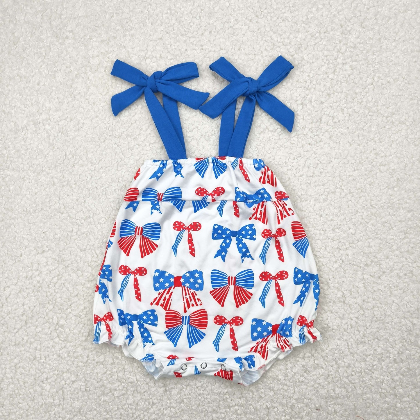 red white blue bow print strap bubble