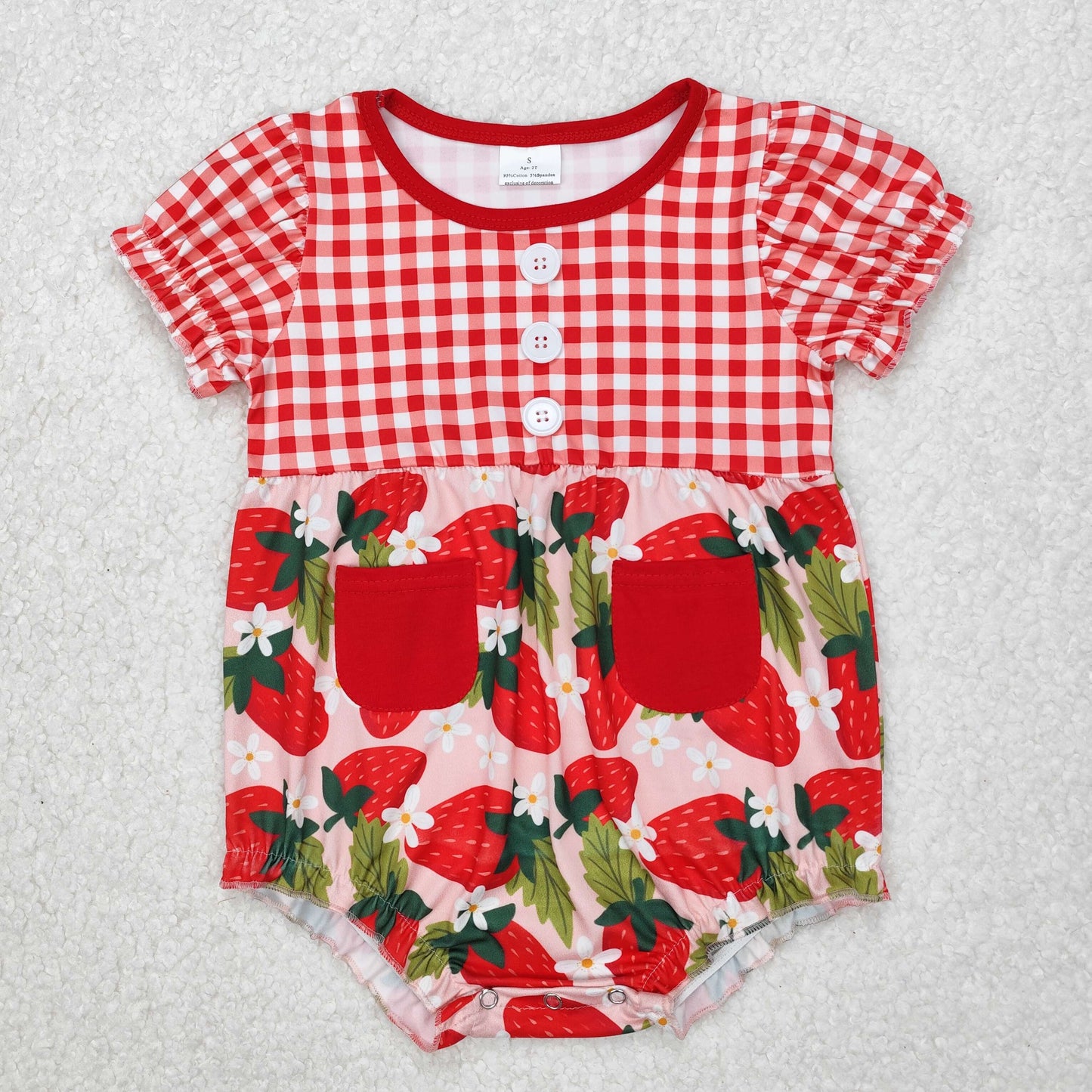 strawberry pocket bubble baby girl rompers