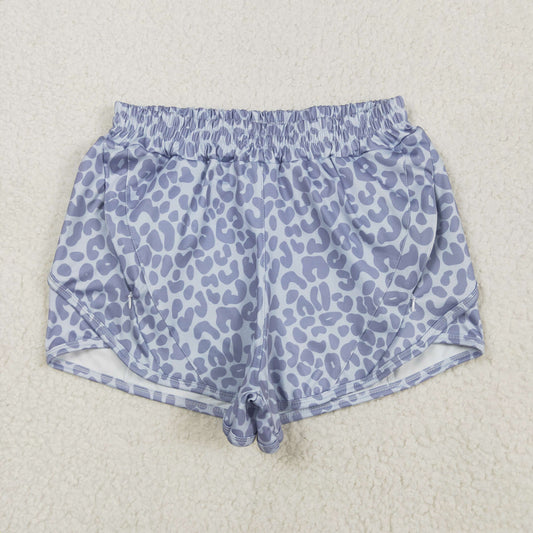 gray leopard athletic woman shorts