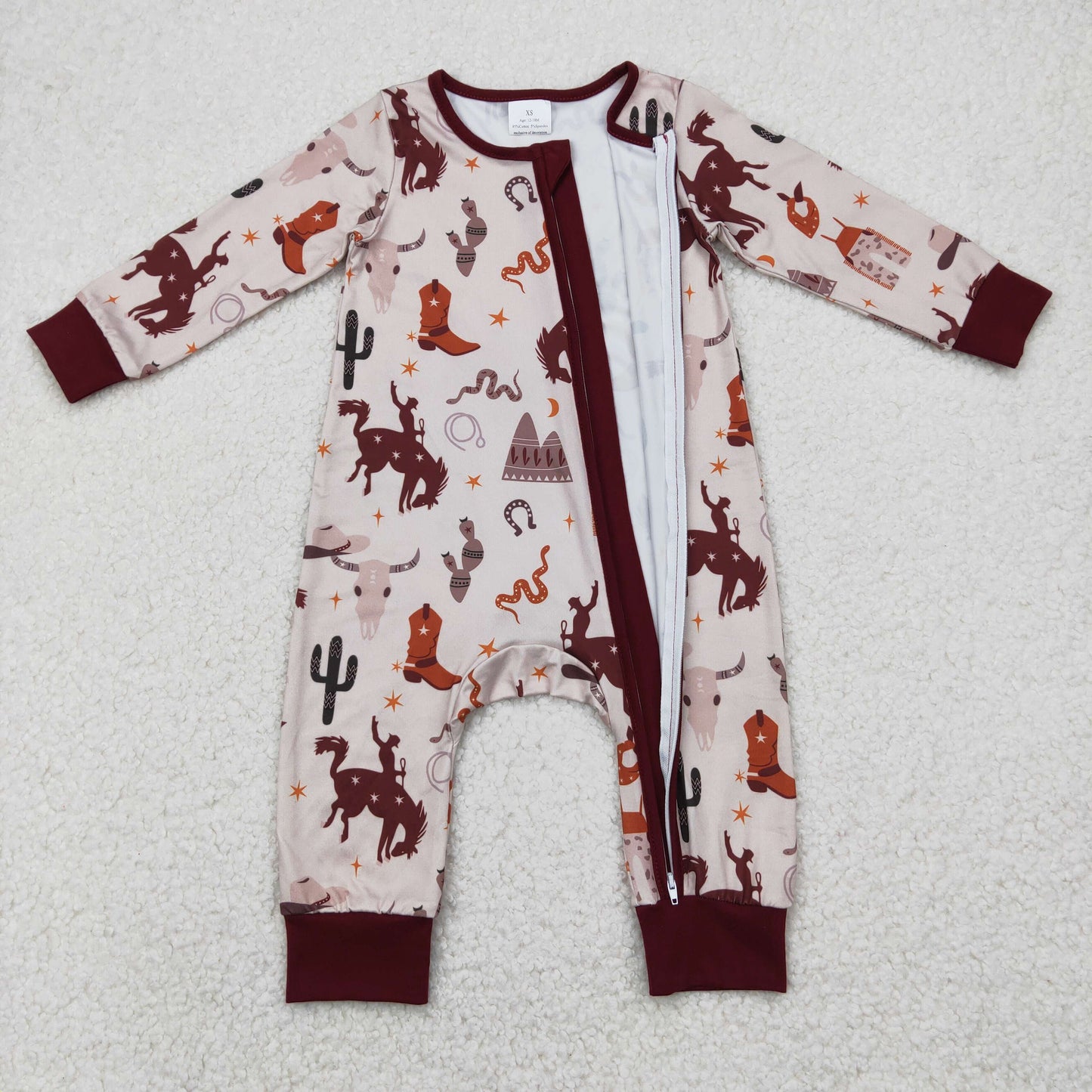 western cowboy rodeo print zip sleeper