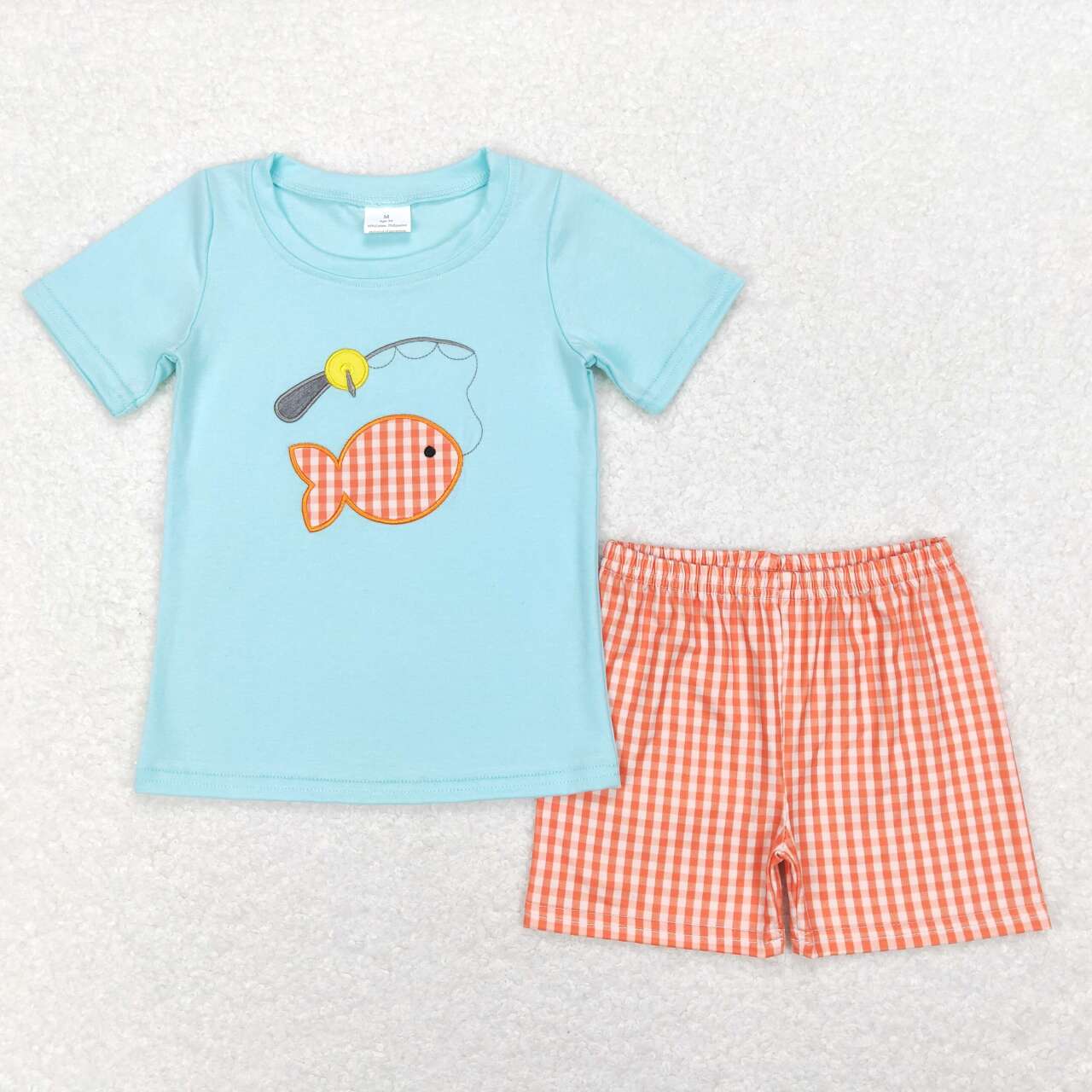 boy easter fishing embroidery plaid shorts set – Mu Mory Clothing