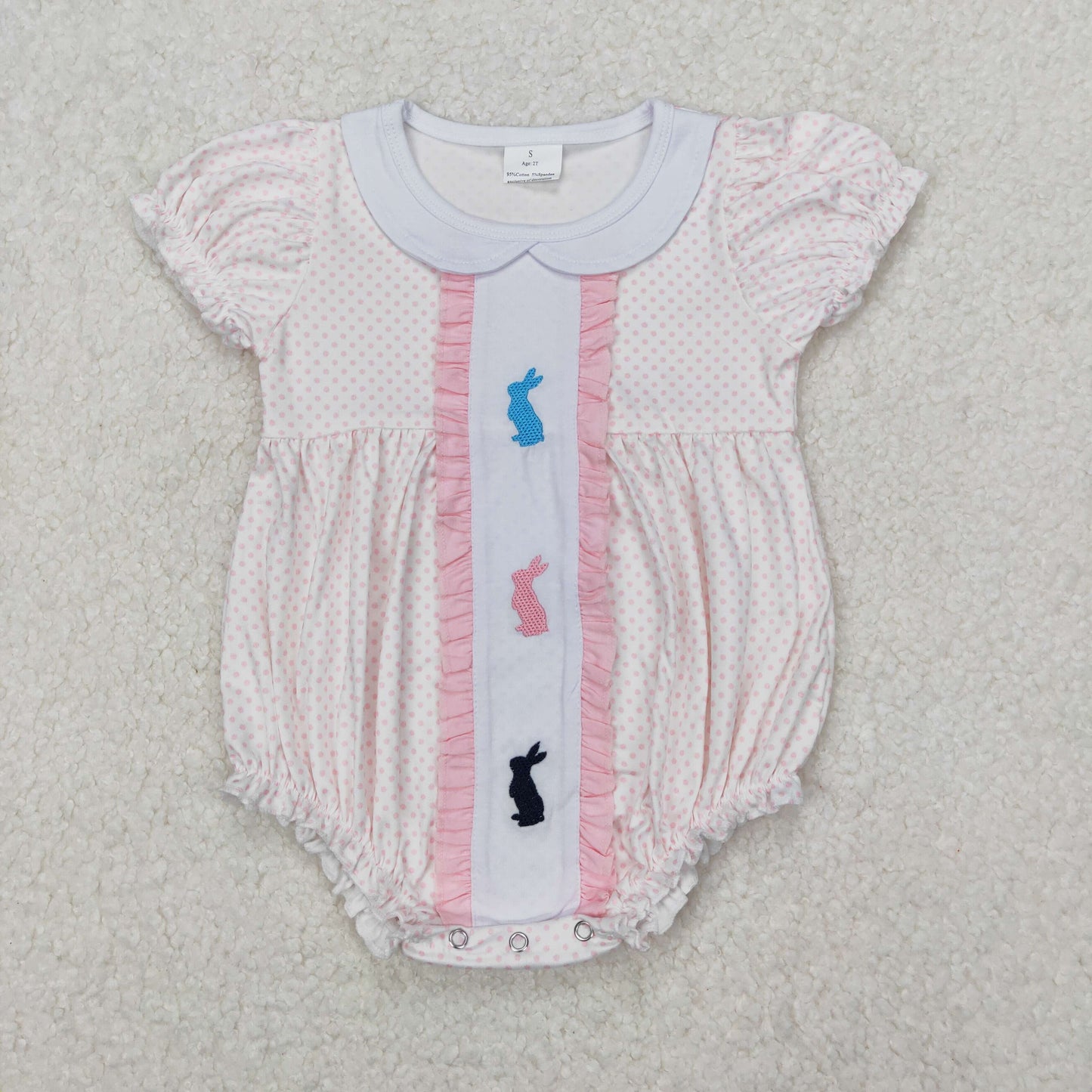 polk dots bunny embroidered girl bubble