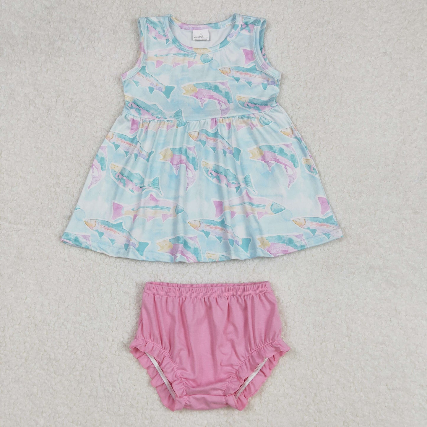 watercolor fish bummie set infant girl clothing