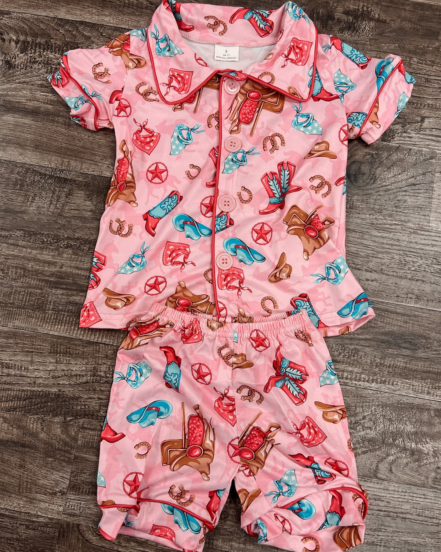 western girl’s pajamas outfit pink cowgirl