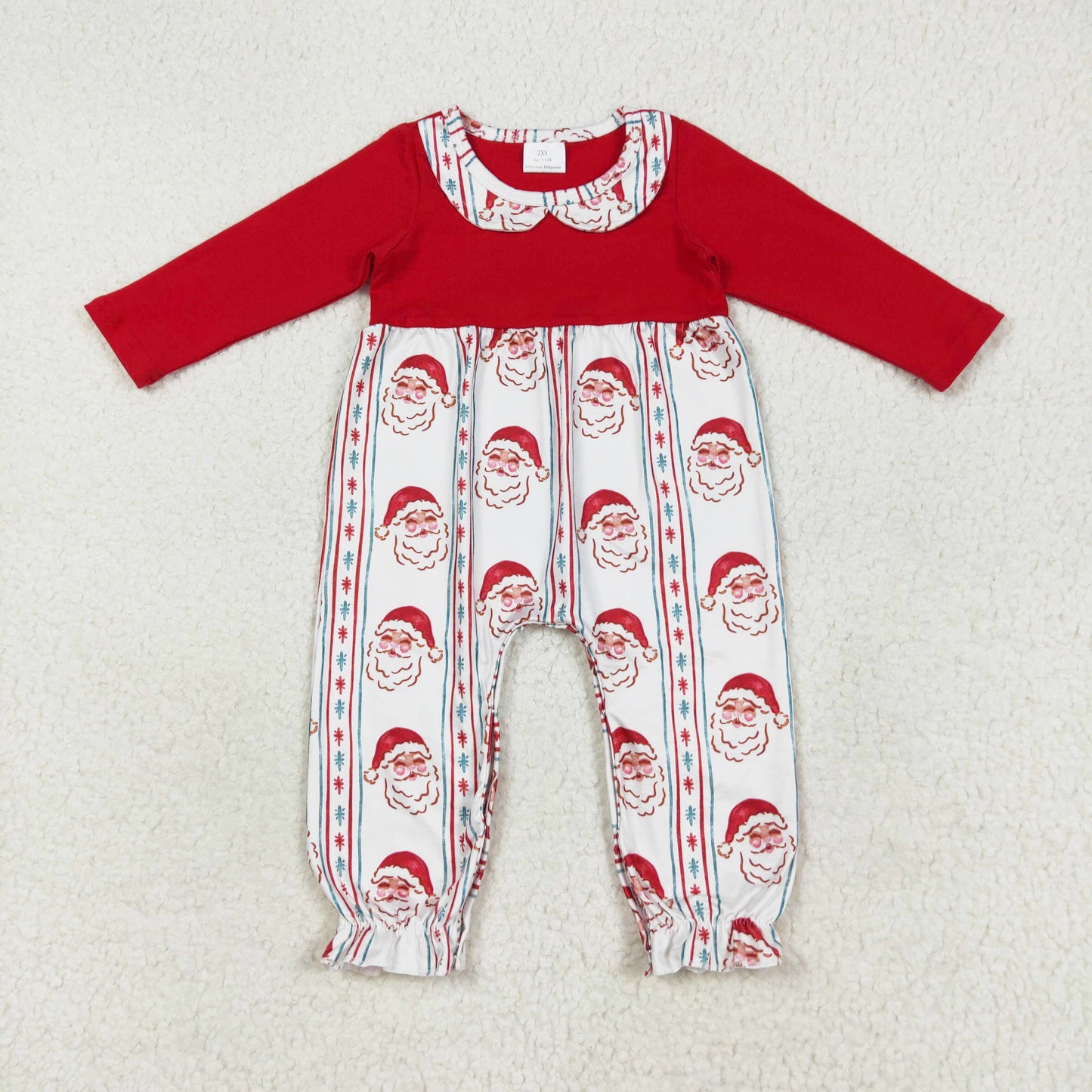 Christmas baby girl red long sleeve santa romper