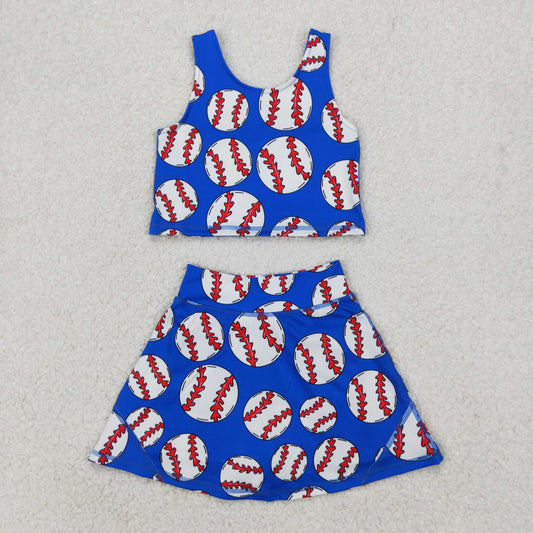 baseball two pieces athletic skort dress set