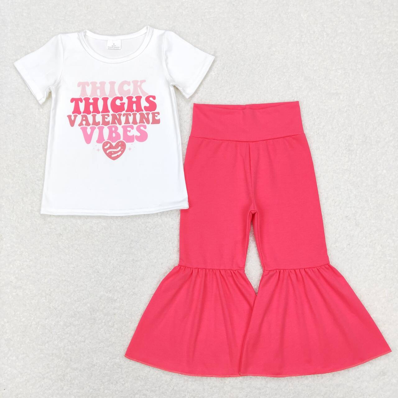 thick thing valentine vibes solid pink bell outfit