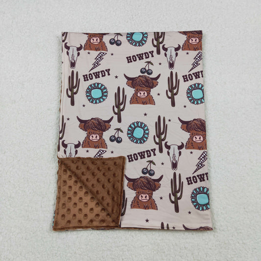 wild west cow cactus howdy brown baby blanket