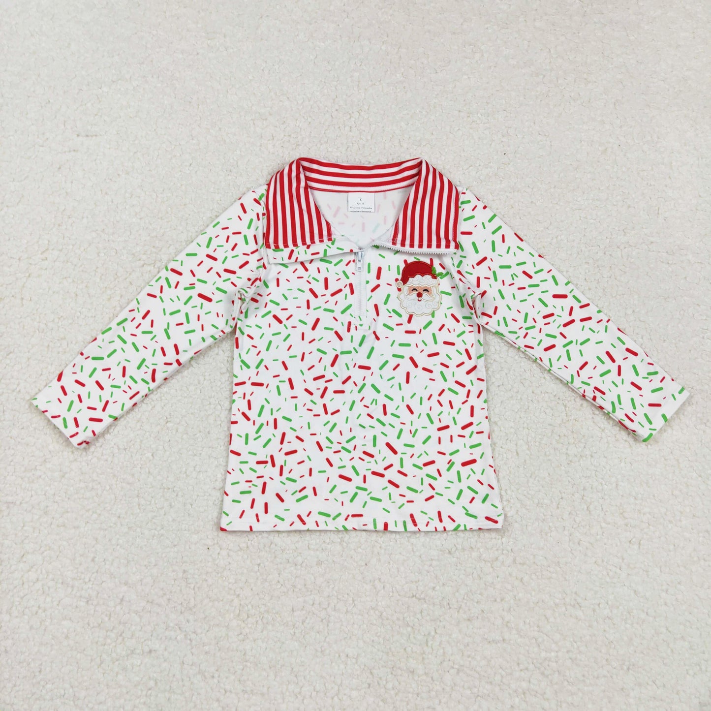 santa embroidery Christmas ice cream zip pullover