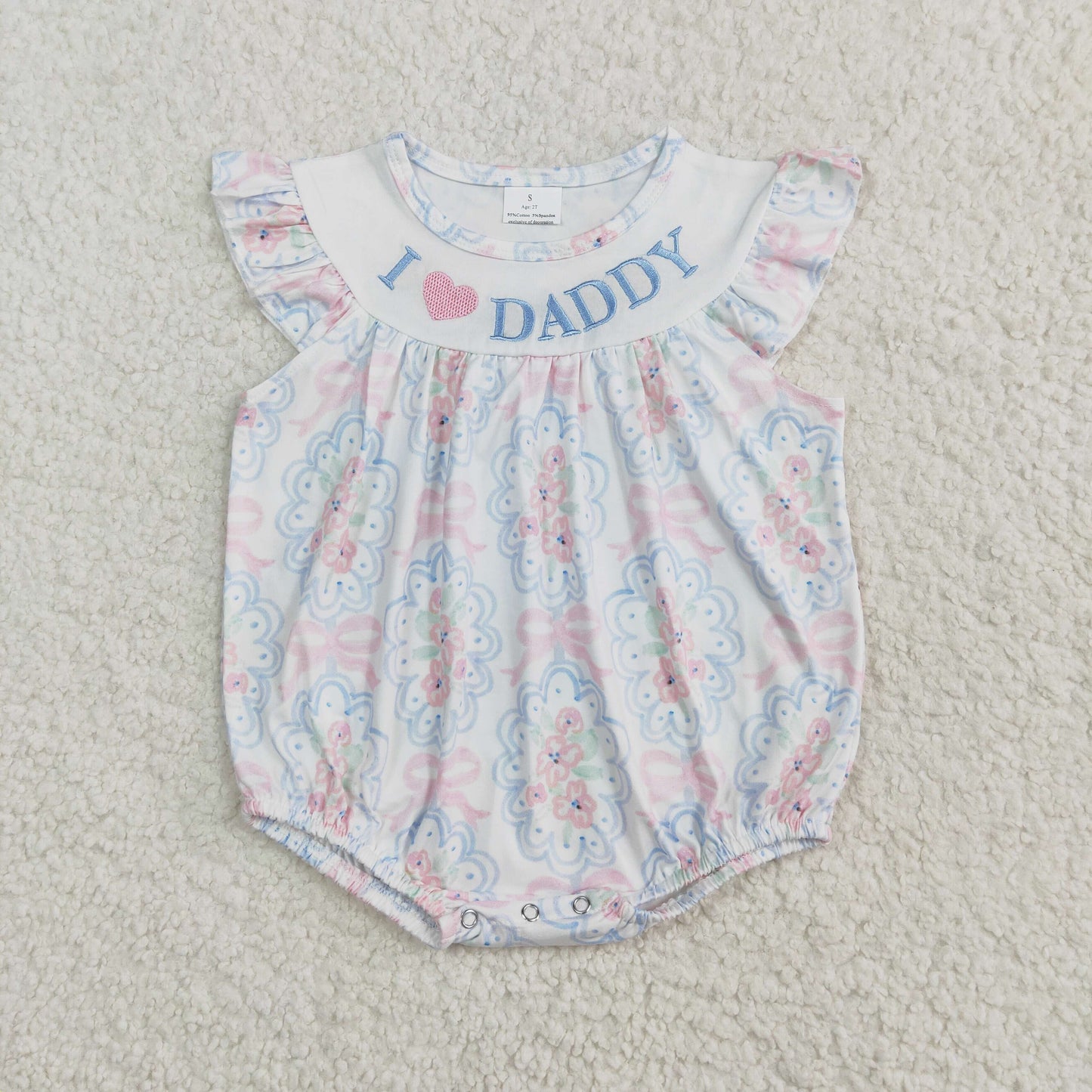 father's day embroidered i love daddy floral bubble