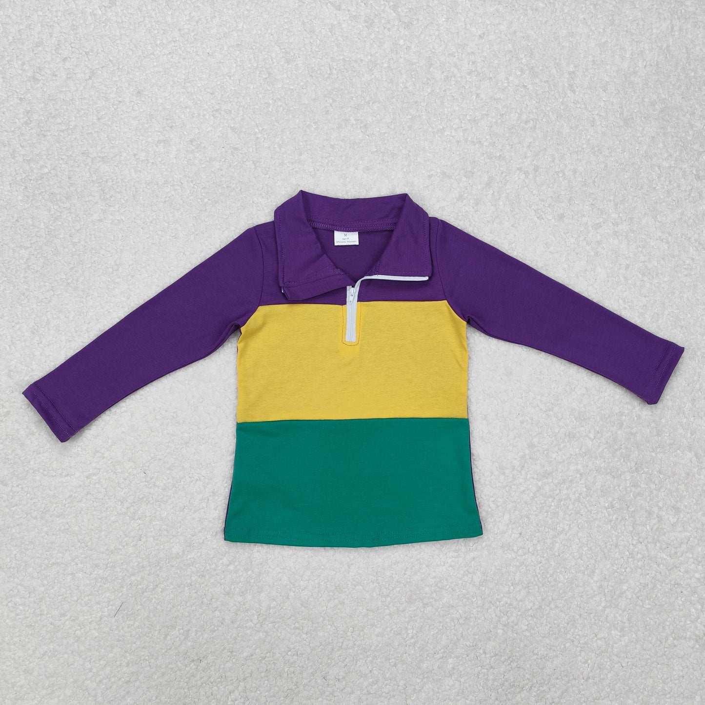 green purple yellow boy mardi gras shirt