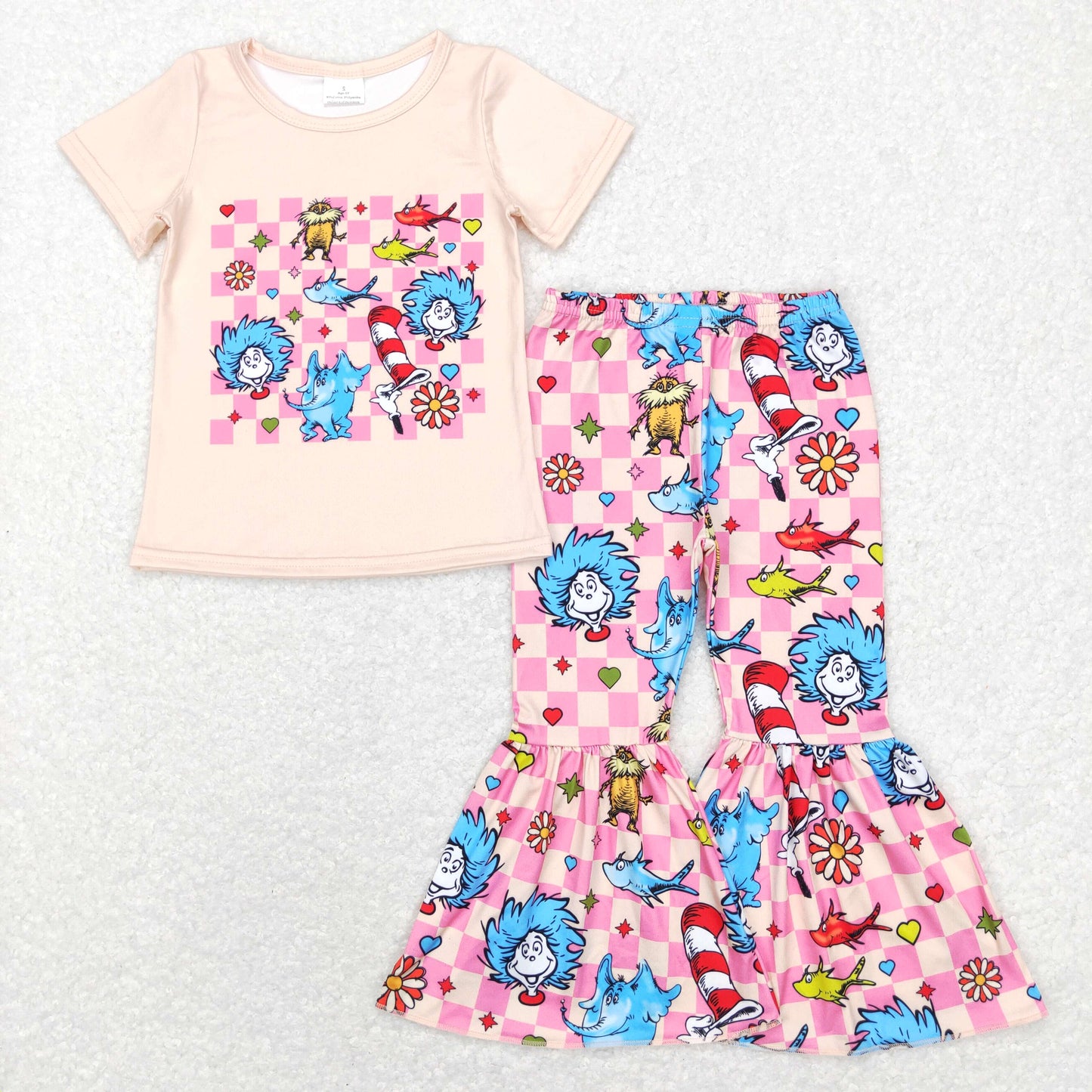 Dr seuss bell bottom pants set girls clothes