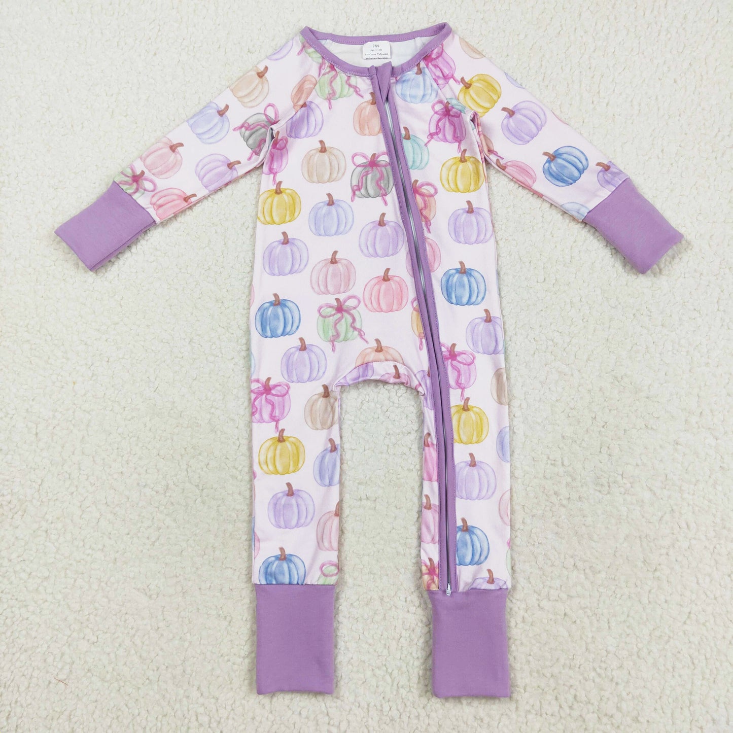 long sleeve colorful pumpkin girl zip sleeper