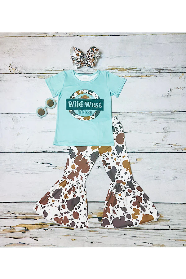 "WILD WEST RODEO" aqua & cowhide 2pc set