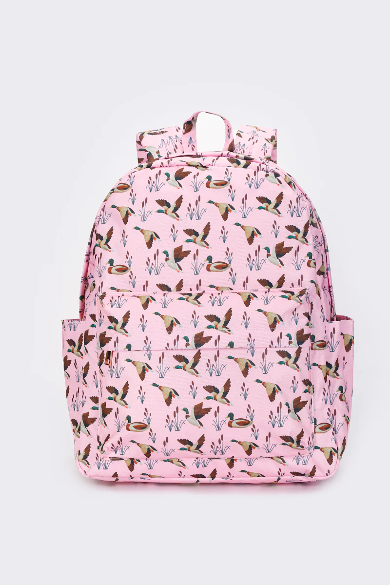 duck print children backpack pink bag