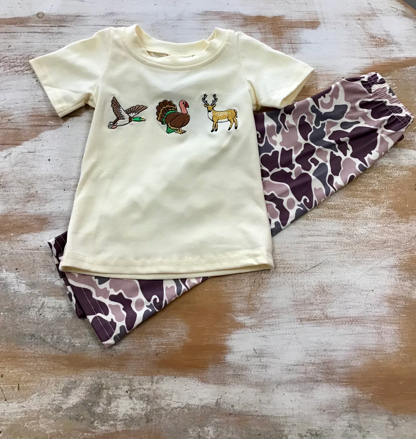 hunting outfit embroidery pants set boy fall clothes set