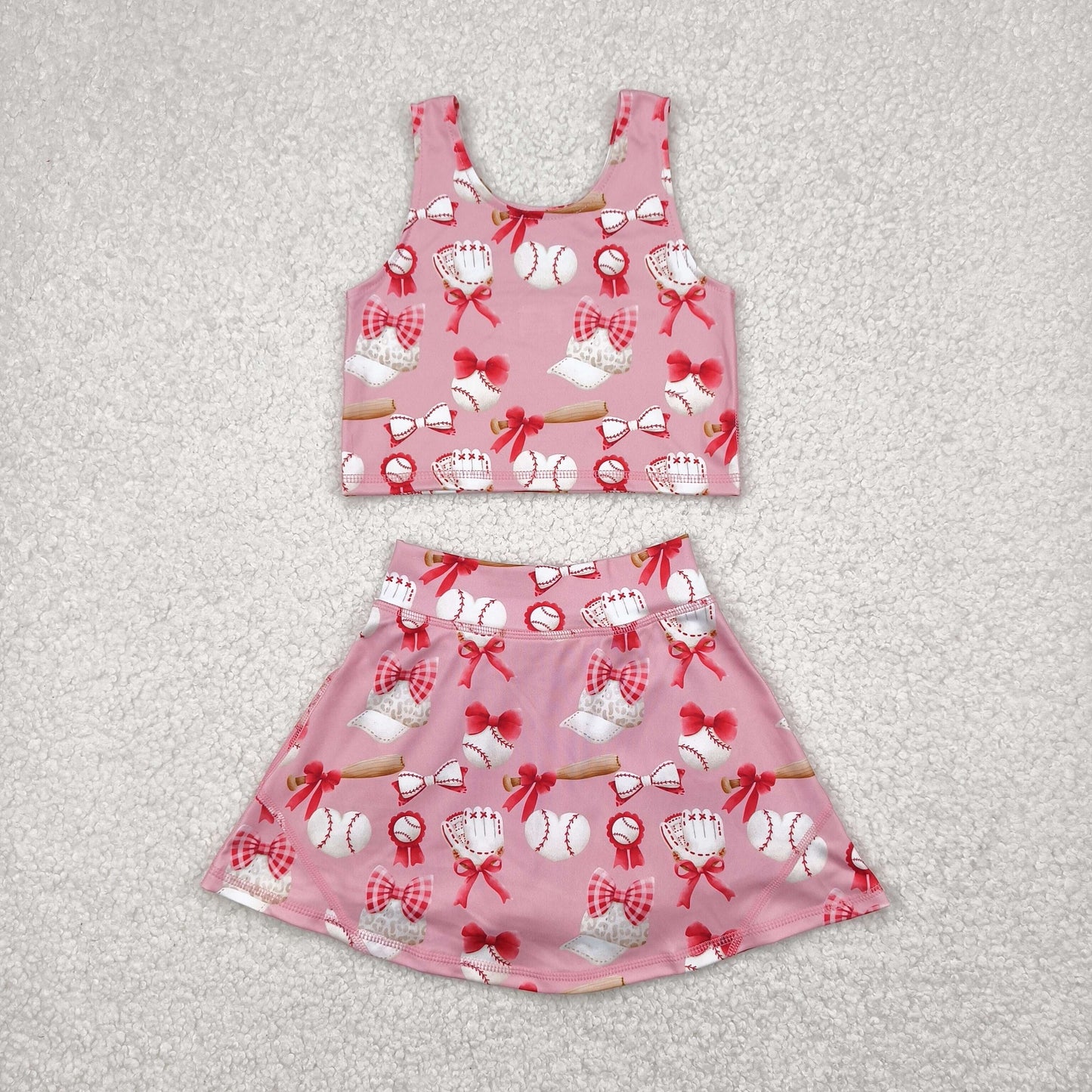 baseball two pieces athletic skort dress set