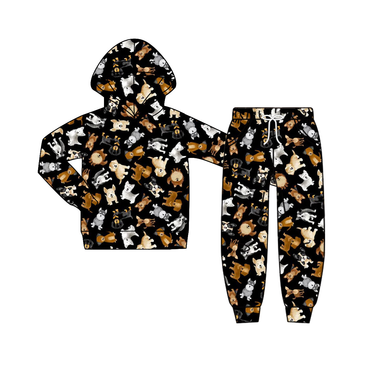 TAT 6-7 weeks MOQ 5 Dog on Black Hoodie Set