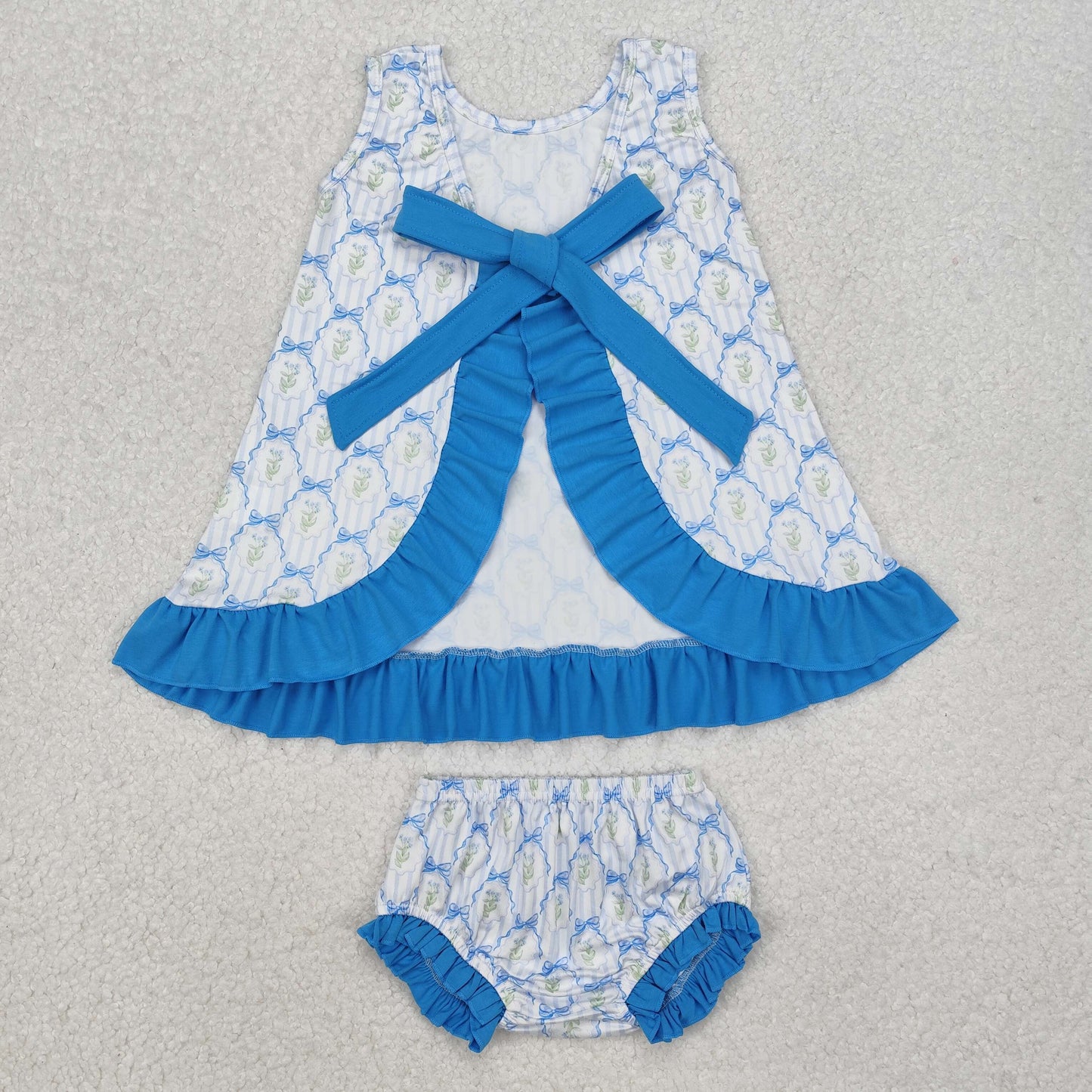 blue ribbonerie bow bummie set