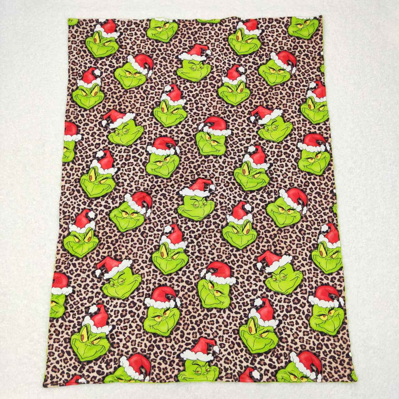 Christmas leopard grinchey blanket
