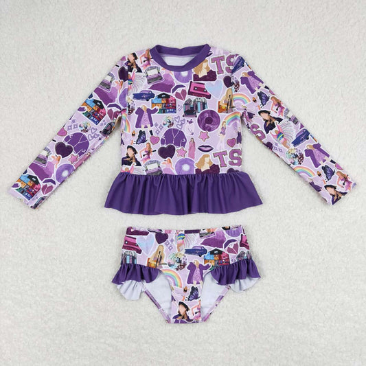 swiftie two piece rash guard swimsuit pink girl swimwear
