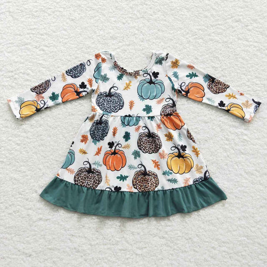 Long sleeve pumpkin ruffle dress