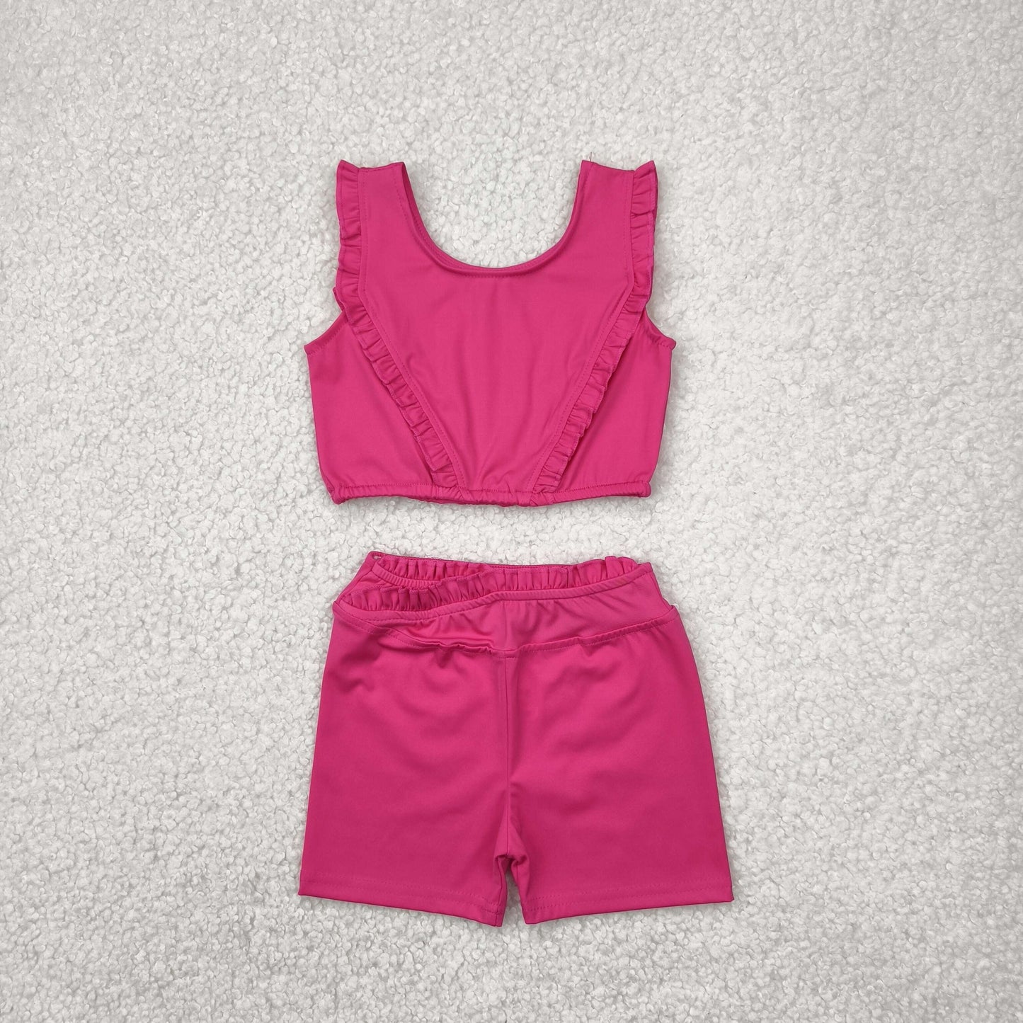 hot pink two pieces athletic shorts set