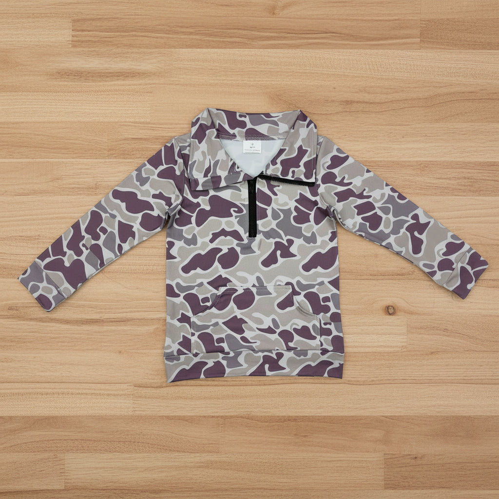 baby boy camo zip pullover with pocket
