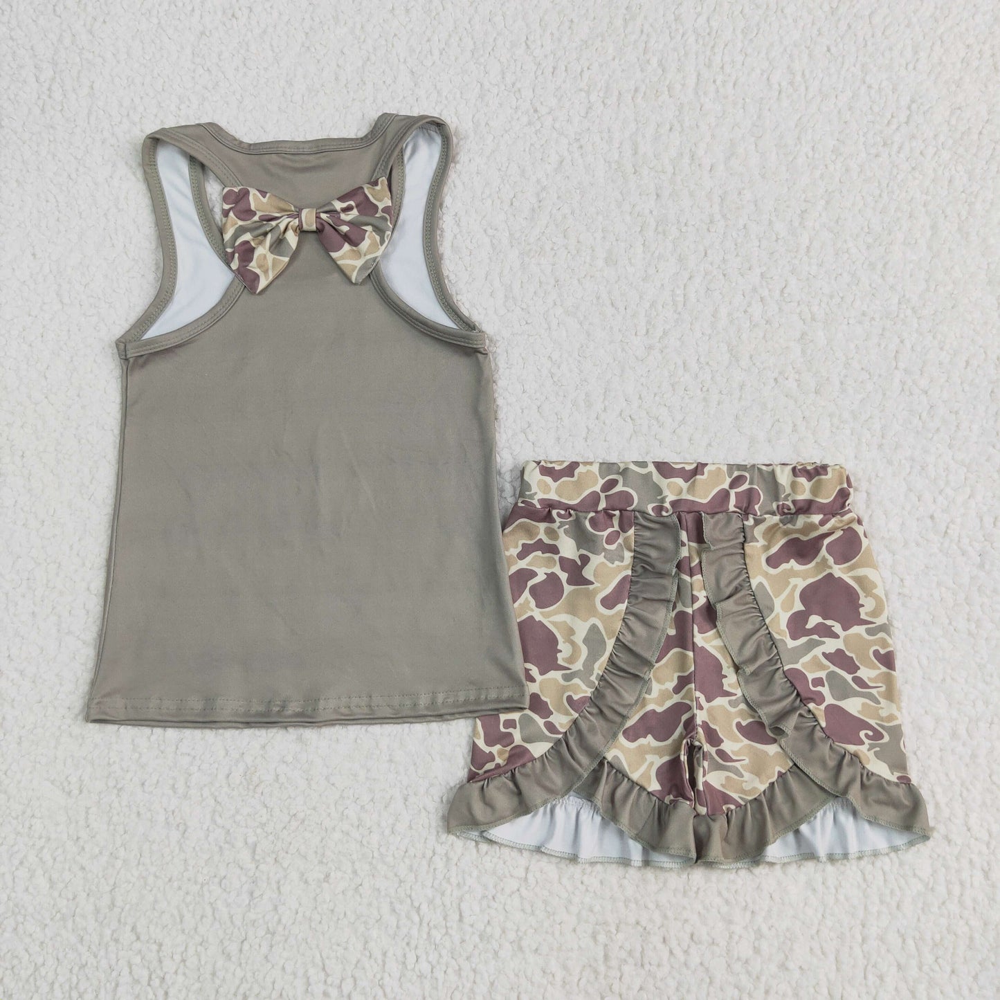 camo tank ruffle shorts set