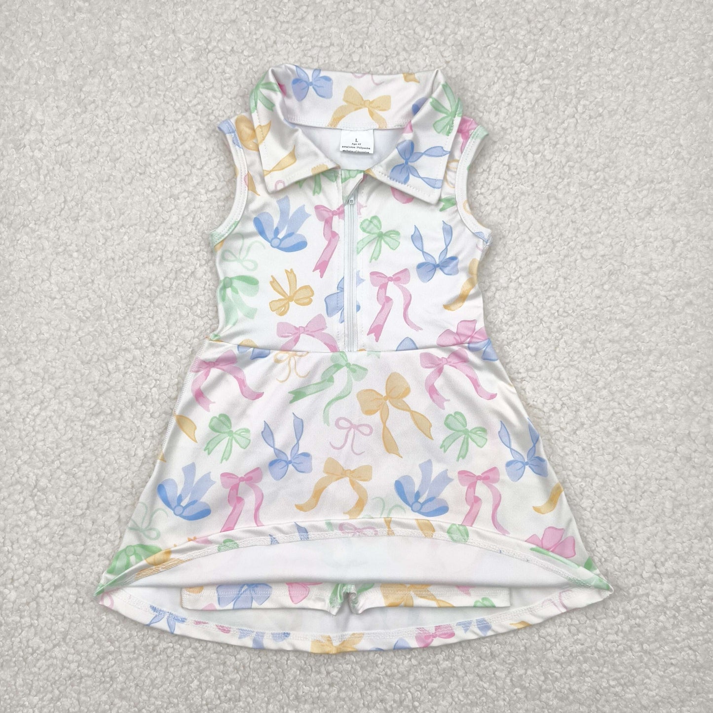 colorful bows one piece athletic skort dress