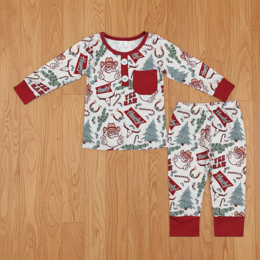 howdy santa boy Christmas bamboo pajama set