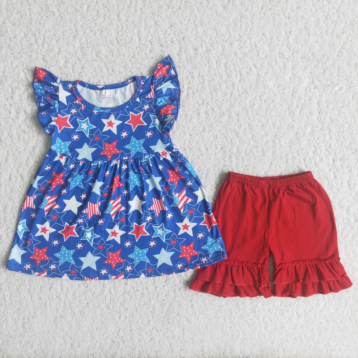 4th of july girl stars shorts set